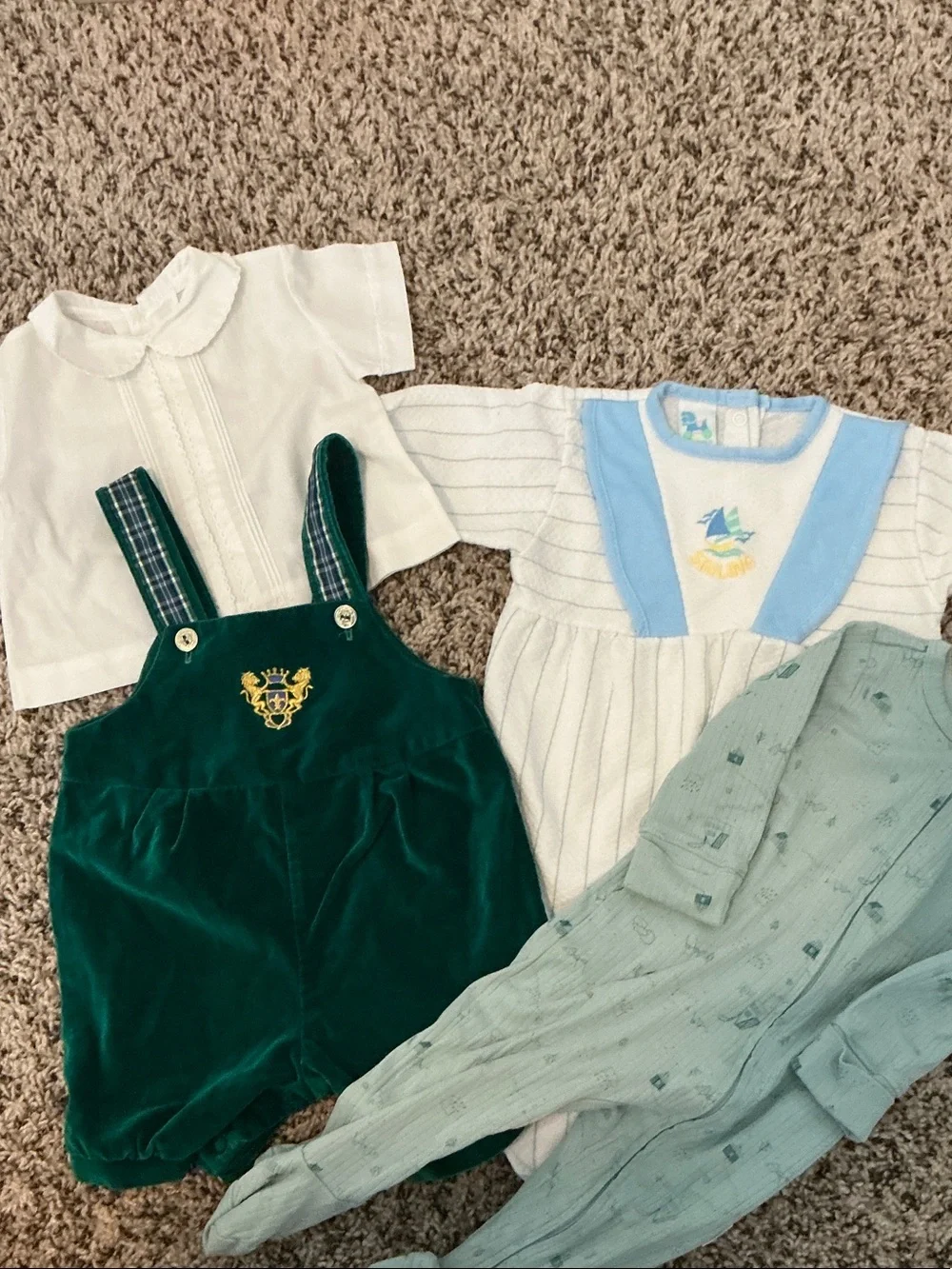 Bundle of 6-9 mo baby boy outfits, sleepers